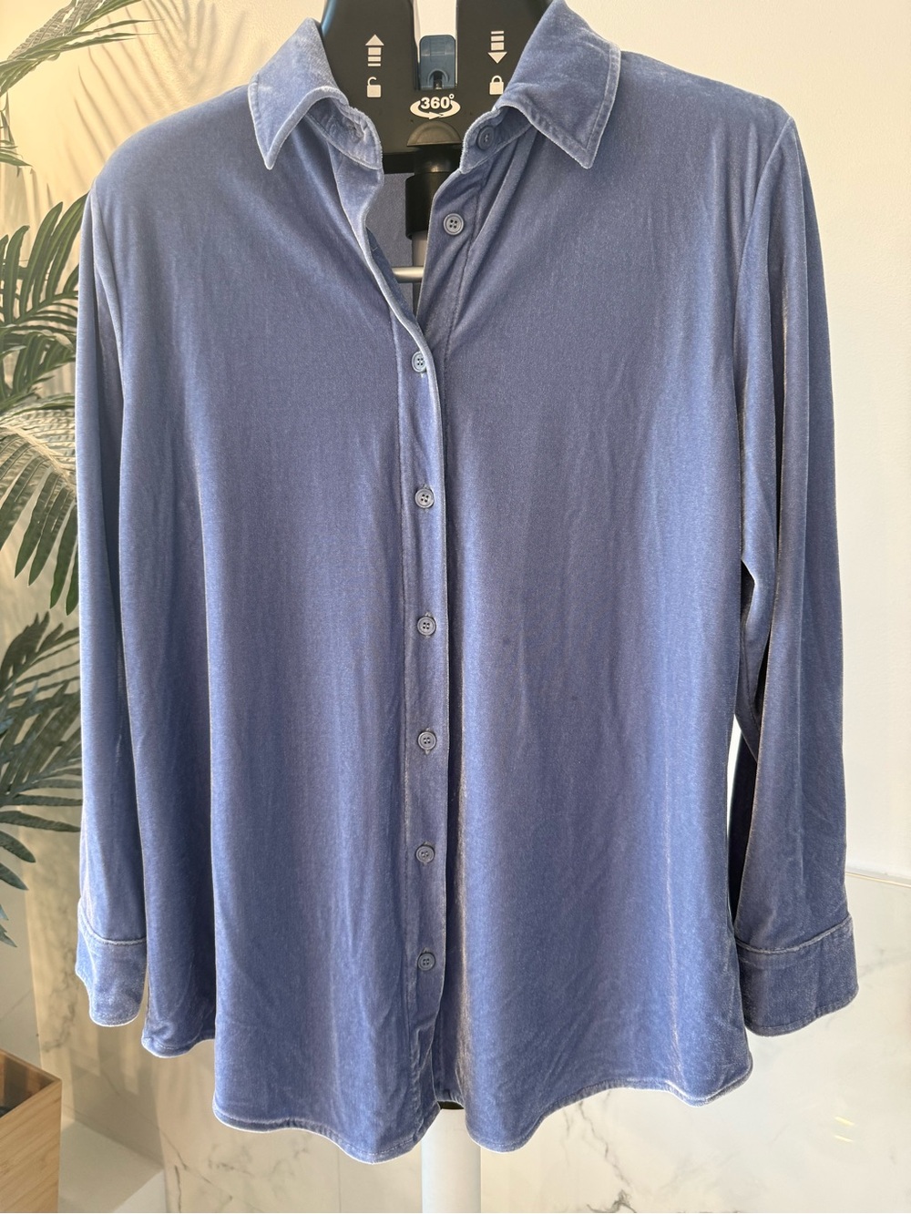 Soft Surroundings Deep Lilac Button-Down Shirt